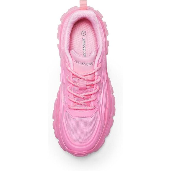 Women Chunky Fashion Sneakers Bold Lace-Up Comfortable Sneakers - Picture 5 of 8